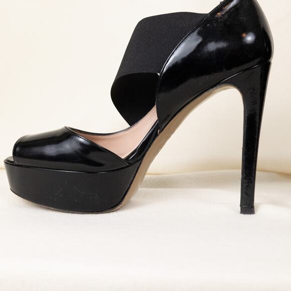 Stuart Weitzman Patent Leather Peep Toe Heel 7M - Picture 2 of 12